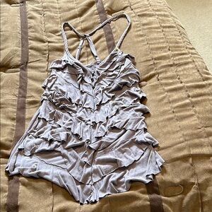 Gray Ruffled Sleeveless Top